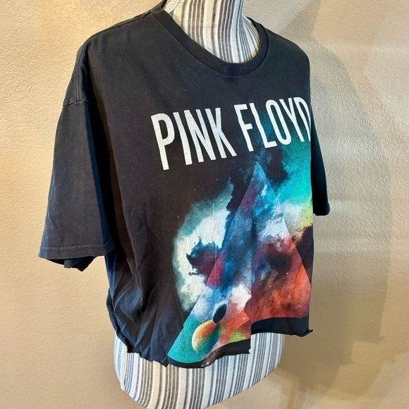 Pink Floyd Tee XL Retro Wash Scissor Hem Black Dark Side of the Moon Album - Picture 5 of 12
